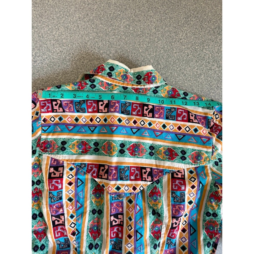 VTG Rodeo Western Wear Cropped Southwestern Aztec Multicolor Womens Small - Picture 4 of 6